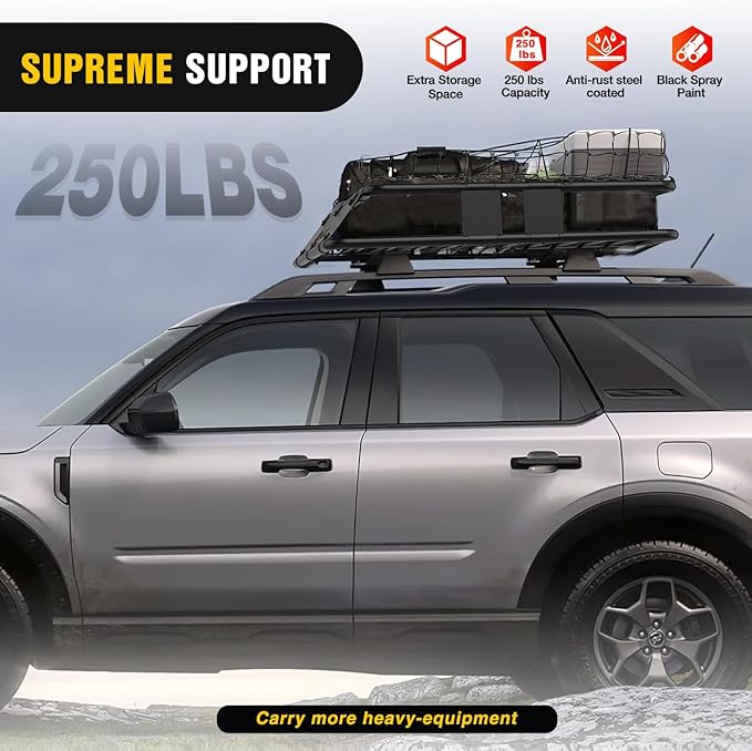 Nilight 43" x 39" x 6" Universal Roof Rack Cargo Basket Heavy-Duty 250LBS Capacity Rooftop Cargo Carrier Luggage Holder for SUV Truck Vehicle