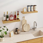 Fun Memories Floating Shelves for Wall, 24Inch Floating Shelves Set of 2, Hanging Shelf with Invisible Brackets, Wood Shelves