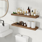 Fun Memories Rustic Wood Floating Shelves for Wall, Space-Saving Wall Mounted Shelves for Bathroom, Bedroom, Living Room and 