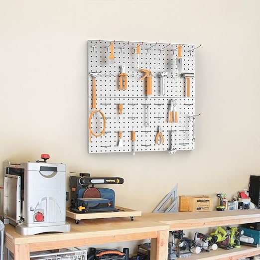 TORACK 2-Pack 12x24 inch Metal Pegboard Panels for Garage Wall, Tool Storage Pegboard for Workbench, Workshop, Tools Organize