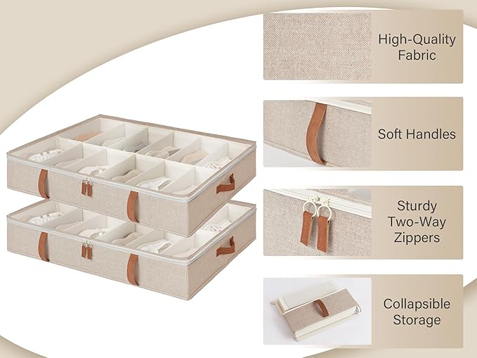 Under Bed Shoe Storage Organizer with Wooden Hangers
