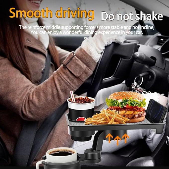 Vehicle-Mounted Multifunctional Water Cup Holder Tray Black Adjustable Cup Holder Dining Plate Expandable Bracket Storage Spa