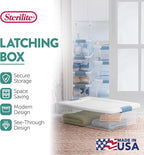 Sterilite 6-Pack Latching Box, Under Bed Storage Bins with Lids, Clear Plastic, 32 Quart - Heavy-Duty Organizing Containers f