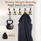 Wooden Coat Rack Wall Mount Heavy Duty, 2 Pack Coat Hanger Wall Mount with 5 Triple Hooks for Clothes, Jacket, Hat, Keys, Spa