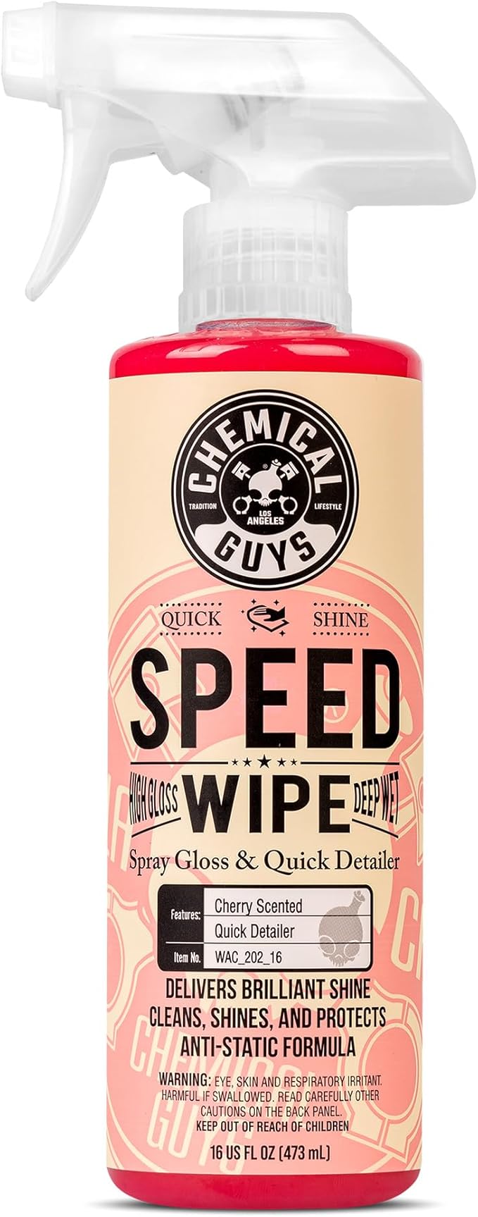 Chemical Guys Speed Wipe Quick Detailer - High Gloss, Streak-Free Shine, Detail Spray for Cars, Trucks, Motorcycles, RVs, and