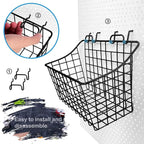 LIGHT DUST 3-Pack Pegboard Baskets with Hooks, Wall Organizer Hooks Assortment, Workbench Storage System for Hardware, Attach