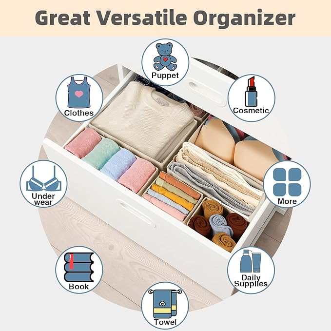 Criusia Drawer Organizer Clothes, 8 Pack Underwear Drawer Organizer, Foldable Cloth Storage Box Closet Organizers and Storage