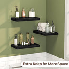 Fun Memories Floating Shelves for Wall 16 Inch Set of 3, Farmhouse Floating Shelf with Invisible Heavy Duty Bracket, 10 Inch 