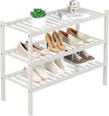 ROMGUAR CRAFT 3 Tier Bamboo Shoe Rack for Closet Free Standing Wood Shoe Shelf Storage Organizer for Entryway Small Space Sta