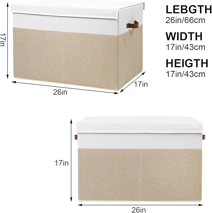 Gowee Large Toy Storage Box with Lid, Sturdy Toys Storage Chest Bin Organizer Basket with Dividers for Kids, Boys, Girls, Nur