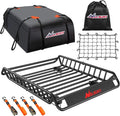 Nilight 51" X 36" X 5" Universal Roof Rack Cargo Basket Heavy-Duty 200LBS Capacity Rooftop Cargo Carrier Luggage Holder & Soft Waterproof|Cargo Bag|Net|Ratchet Straps for SUV Truck Vehicle