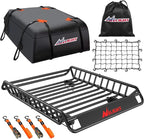 Nilight 51" X 36" X 5" Universal Roof Rack Cargo Basket Heavy-Duty 200LBS Capacity Rooftop Cargo Carrier Luggage Holder & Soft Waterproof|Cargo Bag|Net|Ratchet Straps for SUV Truck Vehicle