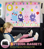 Car Window Shade for Baby, 2pcs Magnetic Auto Sun Shades for Side Windows Double Layer Full & Half Shade Options, Cute Patterns Car Window Curtains for Sun Glare Block