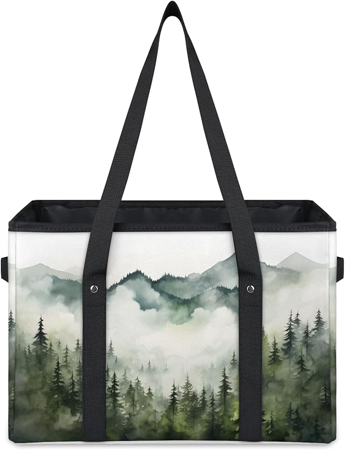 Reusable Grocery Bags Heavy Duty Shopping Bags Foldable Large Tote Bags with Long Handles & Hard Bottom