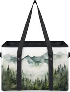 Reusable Grocery Bags Heavy Duty Shopping Bags Foldable Large Tote Bags with Long Handles & Hard Bottom