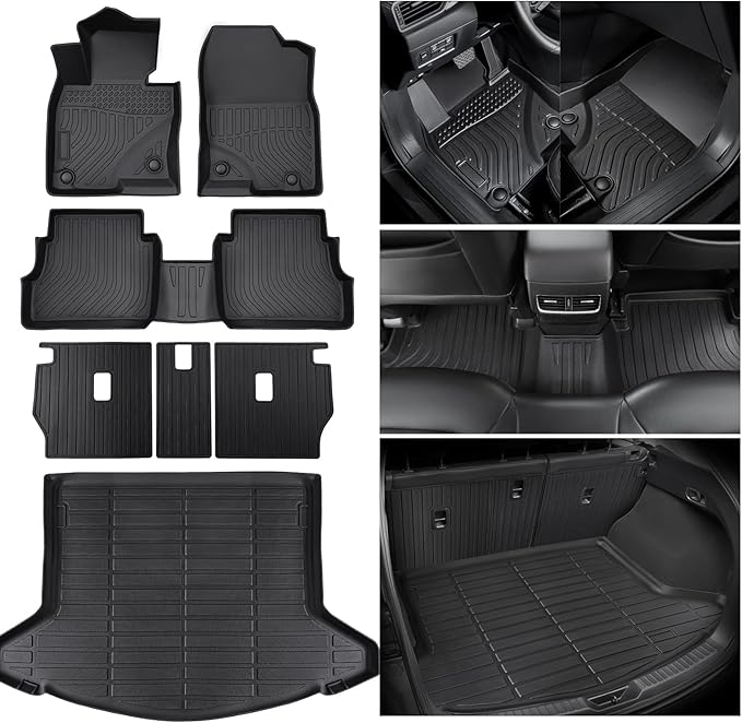 7 PCS for Mazda CX5 Floor Mats 2025 2024 2023 2022 with Cargo Liners Backrest Mat, Full Set Back Seat Cover Protector All Weather Trunk Front Rear Automotive Car Rubber Carpet Mat CX-5 Accessories