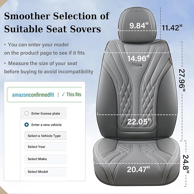 Coverado Car Seat Covers, Car Seat Covers Front Seats, 2-Pack Front Seat Cover, Nappa Leather Waterproof Seat Covers, Car Sea