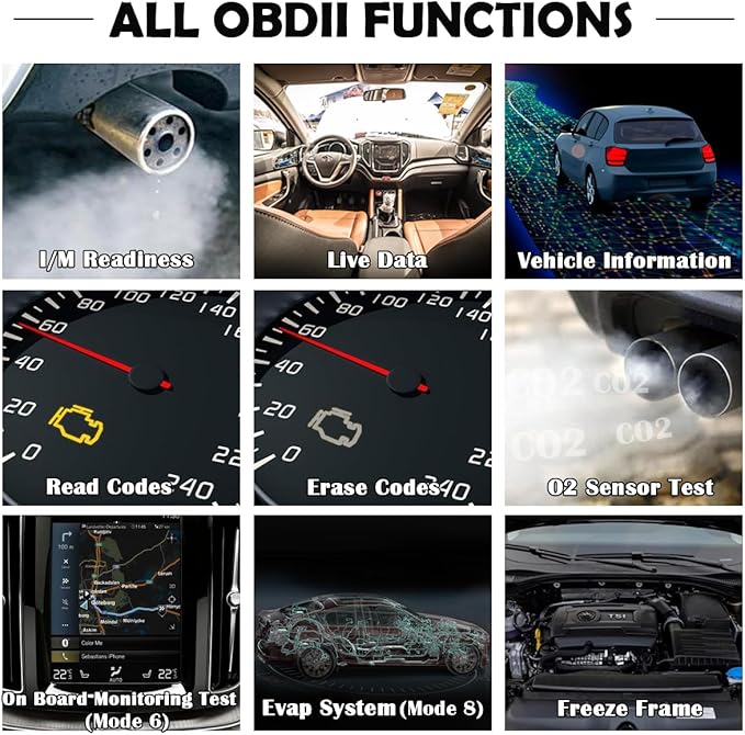 OBD2 Scanner Diagnostic Tool - Check Engine Light Code Reader, Reset Function, Data Stream, I/M Readiness, Full Features, Modes