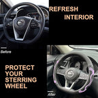 PINCTROT D Shaped Comfy Grip Steering Wheel Cover, Anti-Slip Design, Flat Bottom 14.5-15 Inch(Silicone Purple)