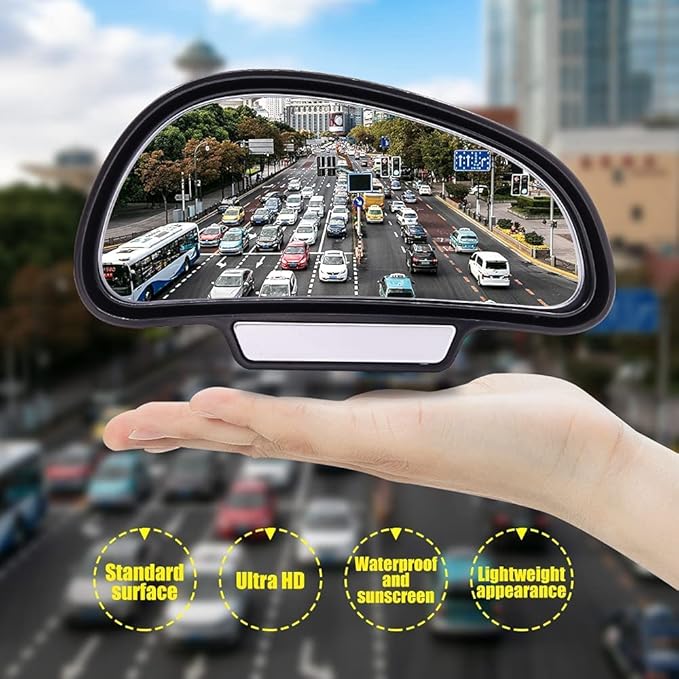 Biqing Blind Spot Mirrors for Cars LEFT,Universal Adjustable HD Glass Wide Angle Side Rearview Mirror for Safety Auxiliary Parking