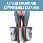 CleverMade Collapsible LUXE Tote - Reusable Grocery Shopping Storage Bag Organizer w/Handles Reinforced Bottom