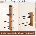 Hat Holder Rustic Wood Star Design – 2-Piece Organizer with Extra Wide Wooden Boards (12cm / 4.72"), 4-Hook Cowboy Hat Rack f