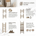 Blanket Ladder 76in Wooden Ladder Shelf Living Room Bathroom Bedroom Decorative Wall Leaning Farmhouse Quilt Display Holder R
