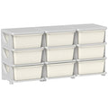 Qaba 3 Tier Kids Storage Unit, Toy Organizers and Storage with 9 Drawer Chest for Kids Bedroom Nursery Kindergarten Living Ro