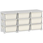 Qaba 3 Tier Kids Storage Unit, Toy Organizers and Storage with 9 Drawer Chest for Kids Bedroom Nursery Kindergarten Living Ro