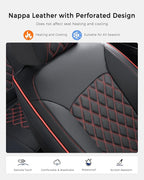 Huidasource Seat Covers, Nappa Leather Car Seat Covers, Velcro Adjustable, Compatible with Airbags, Armrests, Child Seat, Sea