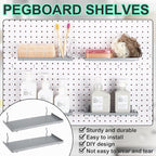 Lineshading 4 Pcs Pegboard Shelves, 10 x 4 Inch Metal Shelf Brackets Pegboard Tray Accessories Wall Organizer for Craft Room 