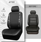 CAR PASS Leather Bling Diamond Car Seat Covers 2 Front Interior Sets, Waterproof Universal Shining Glitter Crystal Sparkle Fit for 95% Automotive Truck SUV Cute Women Girl, Black Rhinestone
