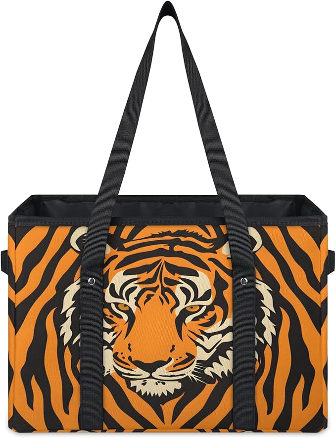 Reusable Grocery Bags Heavy Duty Shopping Bags Foldable Large Tote Bags with Long Handles & Hard Bottom