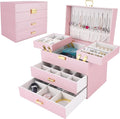 Dajasan Jewelry Organizer Box, Large Jewelry Boxes for Girls, Space-Saving 4 Layers Jewelry Storage Case with Drawer, Gift fo