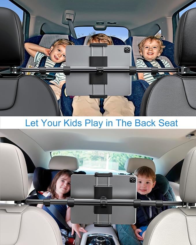 for iPad Holder for Car Back Seat, [Metal Telescopic Arm] Car Tablet Holder Back Seat for Kids, Headrest Tablet Mount for iPad Pro 12.9 Air Mini, Galaxy tab, 4-13" Tablets & Phones