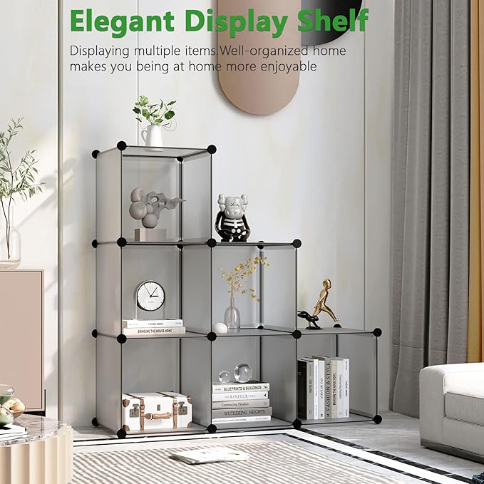 C&AHOME Cube Storage Organizer, 6-Cube Shelves Units, Closet Cabinet, DIY Plastic Modular Book Shelf, Ideal for Bedroom, Livi