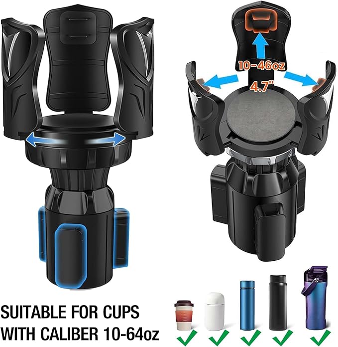 3 Pieces Car Cup Holder Expander with Coaster for Car and Car Hook, Car Drink Cup Holder Expander Insert Stable and Malleable