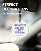 Purple Christian Round Car Air Freshener 4 Pcs, Girly Pouple Bow Floral Religious Hanging Air Freshener for Cars Closet Drawe