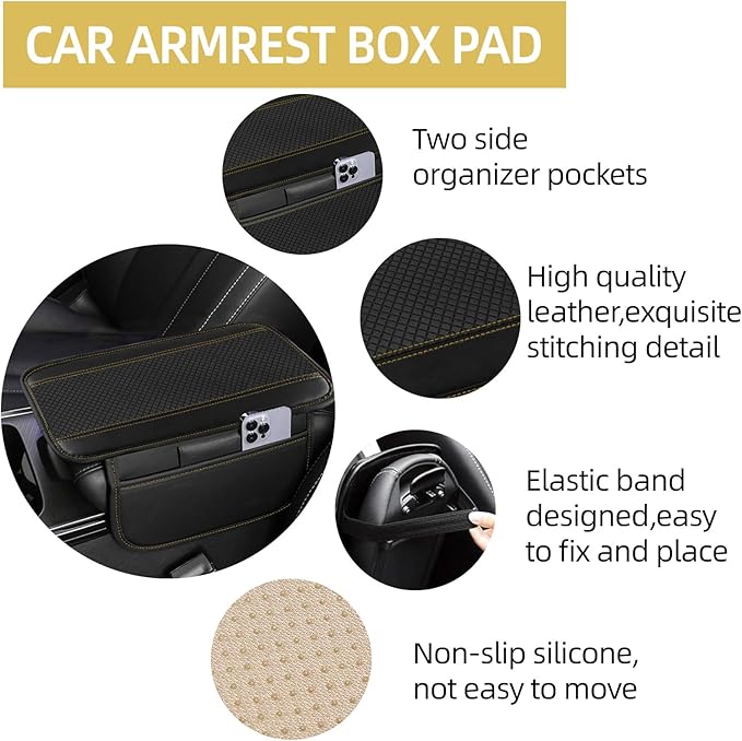 NBTEPEM 6 PCS Car Steering Wheel Cover Set, Microfiber Leather Steering Wheel Covers Universal 14.5-15 inch, Center Console Cover, Seat Belt Cushion, Cup Holder Coaster, Car Accessories Set Beige