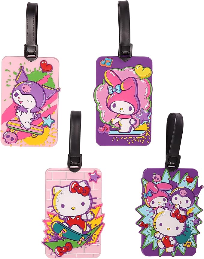 Hello Kitty Luggage Tag for Suitcases 4-Pack, Cute Luggage Tags, Sanrio Gifts for Travel