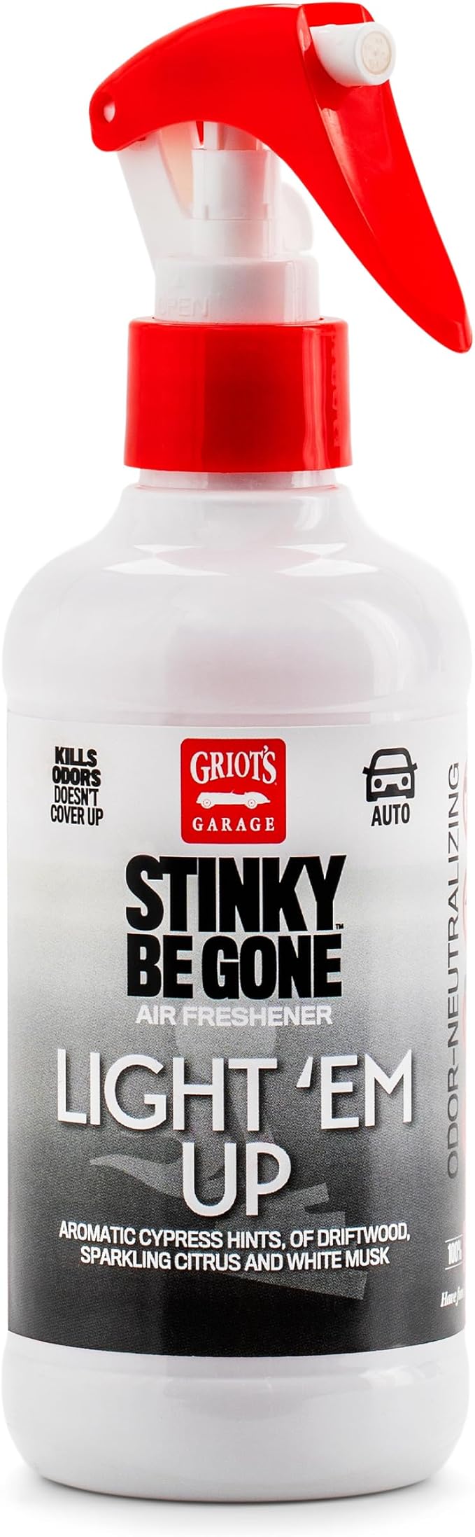 Griot's Garage Stinky-Be-Gone Light 'Em Up Air Freshener Spray – Odor Remover for Cars, Trucks, and SUVs on Carpets, Floor Ma