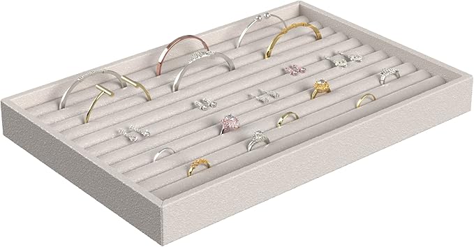 ClosetMaid Jewelry Trays, Set of 3, Stackable, Soft Velvet, Accessory Organizer for Earrings, Necklaces, Watches, Bracelets, 