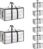 8 Pack-Extra Large Heavy Duty Moving Bags - Waterproof Storage Totes with Handles & Zippers, Foldable for College Dorm, Stora