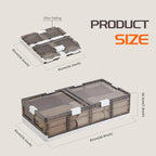 2-Pack Under Bed Storage Containers with Wheels - Stackable, Foldable Plastic Storage Boxes with Lids for Clothes, Shoes, Bla