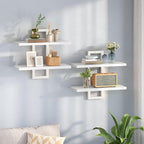 HOOBRO Floating Shelves, 15 Inch Wall Shelf Set of 2, Wall Mounted Storage Shelves 2-Tier, Hanging Bathroom Shelves, for Livi