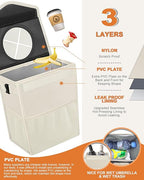 Car Trash Can with Lid, Cute Leakproof Car Trash Garbage Bag Hanging Vehicle Trash Bin Small Portable Automotive Garbage Cans Organizer for Back/Front Seat/Console(2.8 Gallons,Beige