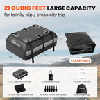 Asinking Car Rooftop Cargo Carrier Bag - 100% Waterproof Heavy Duty Car Roof Luggage Carrier 21 Cubic Feet, Fits All Vehicles with/Without Roof Rack - Easy Install & Triply Reinforced for Secure Use