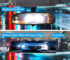 Universal Clip On Rearview Mirror - 11.4 Inch, Wide Angle Anti Glare, Blue Tint - Bonus 2 PCS Blind Spot Mirrors