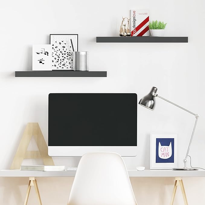 Ballucci Floating Shelves, 24" Wood Wall Shelf Set of 2, with Invisible Brackets for Bathroom, Living Room, Bedroom, Kitchen,