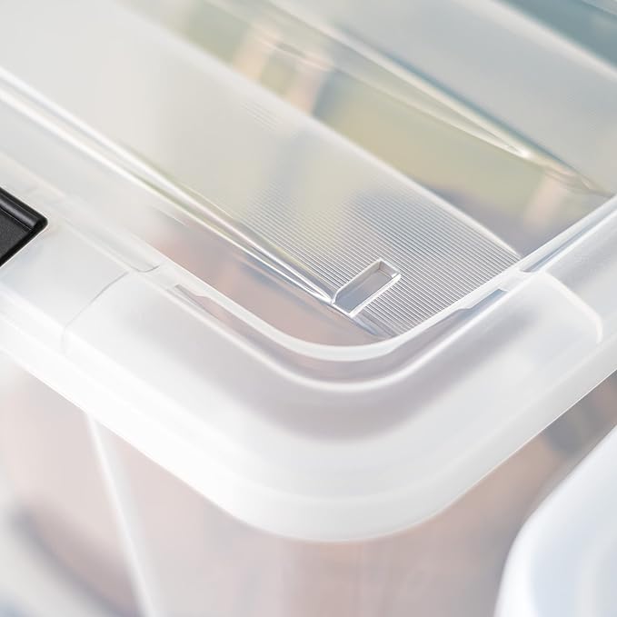 IRIS USA 40 Qt Stackable Plastic Storage Bins with Lids, 4 Pack - BPA-Free, Made in USA - See-Through Organizing Solution, La